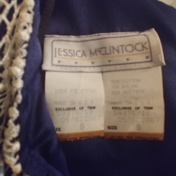 Jessica McClintock Vintage Navy Laced Collar Dress - Picture 7 of 7